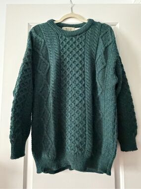 Classic Aran Irish Wool Sweater- Size Large